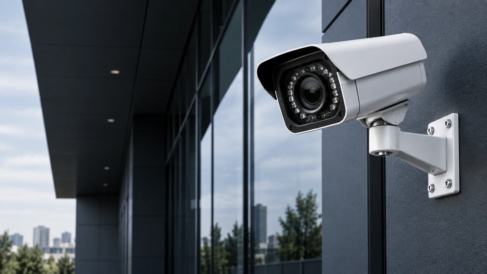 Imagen ilustrativa de una cámara de seguridad en un edificio